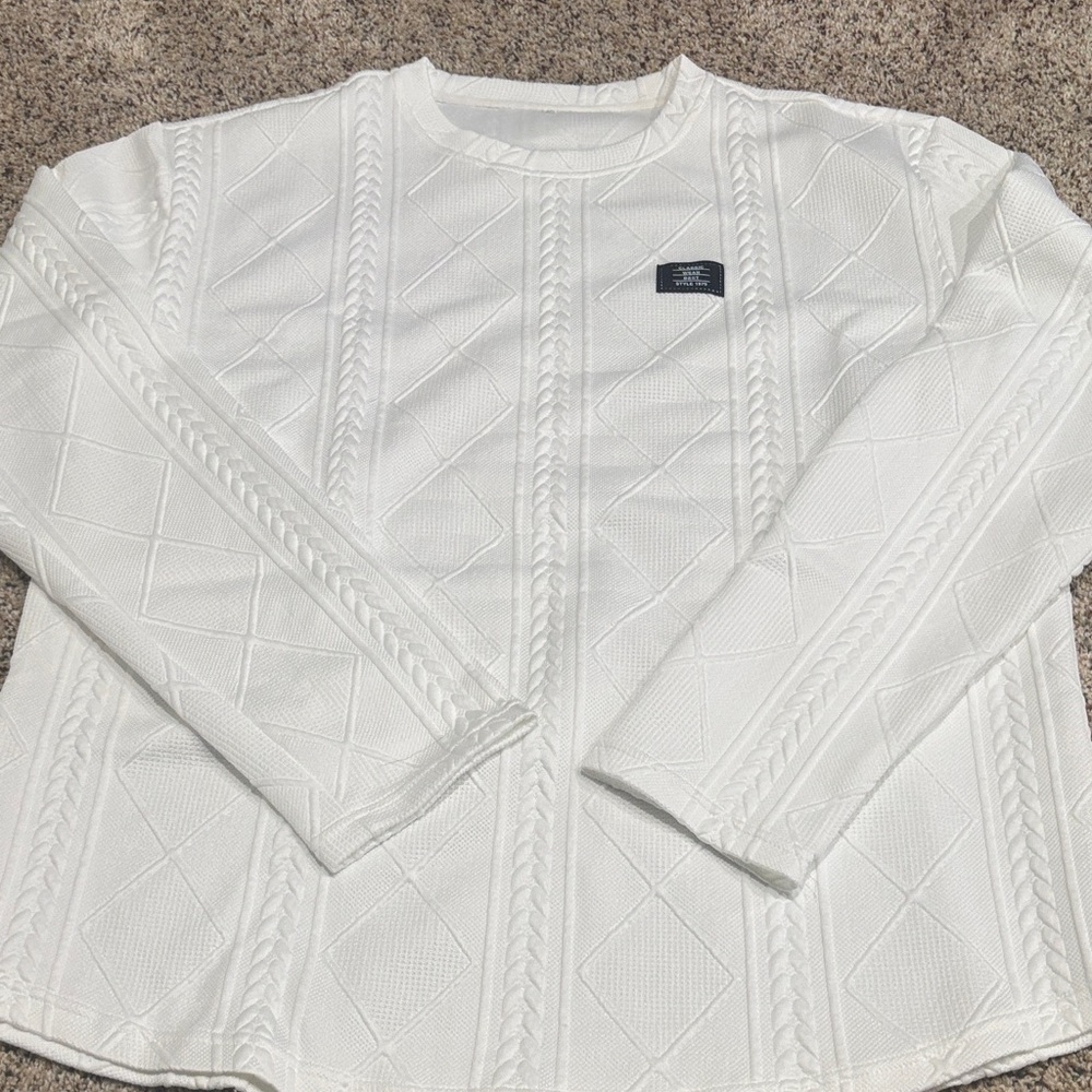 White Cable Knit Sweater